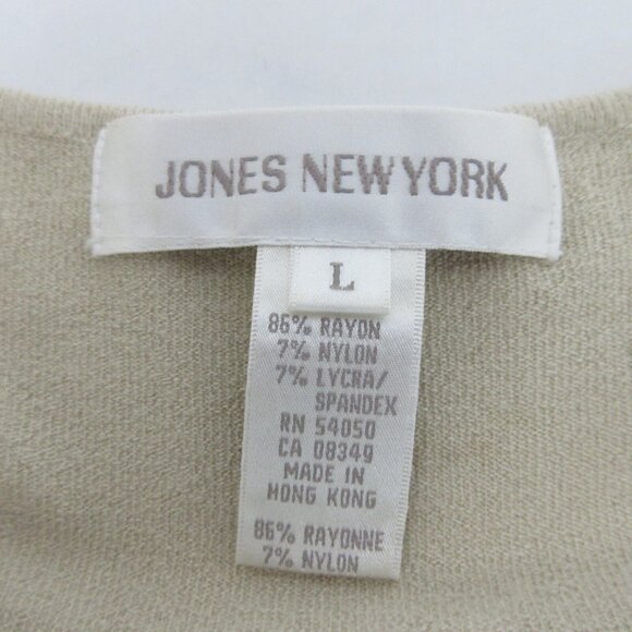 Jones New York Shell Size Large Beige Short Sleeve Rounded Neck Pullover Career - Picture 3 of 7